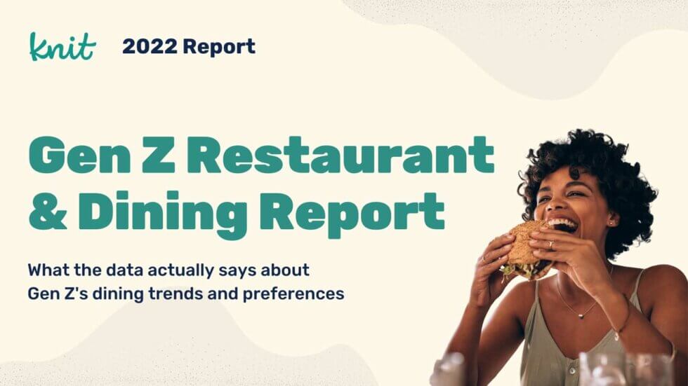 2022 Report titled "Gen Z Restaurant and dinning report" with a lady on the front eating a cheeseburger with a nice dress.